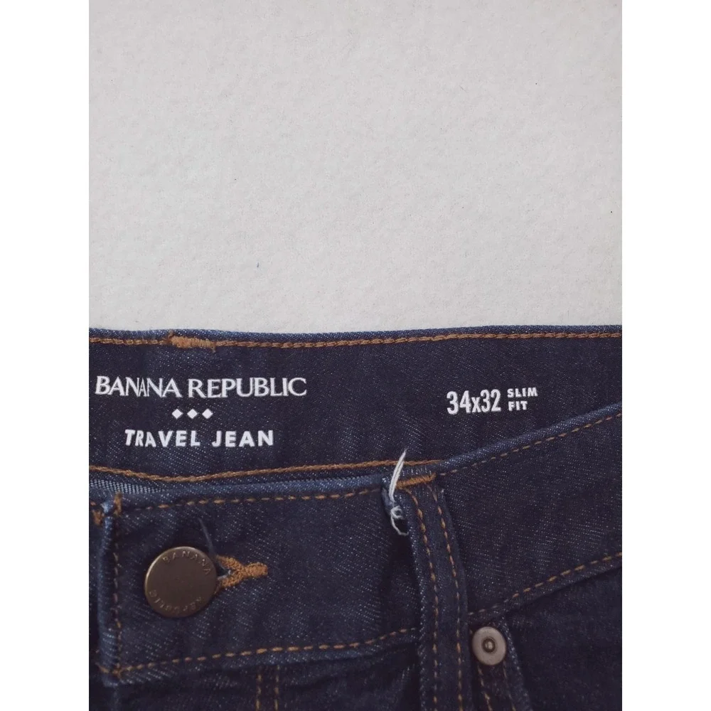 Banana Republic Travel Jean Mens 34x30* Slim Fit Tapered Stretch Denim Pant Dark